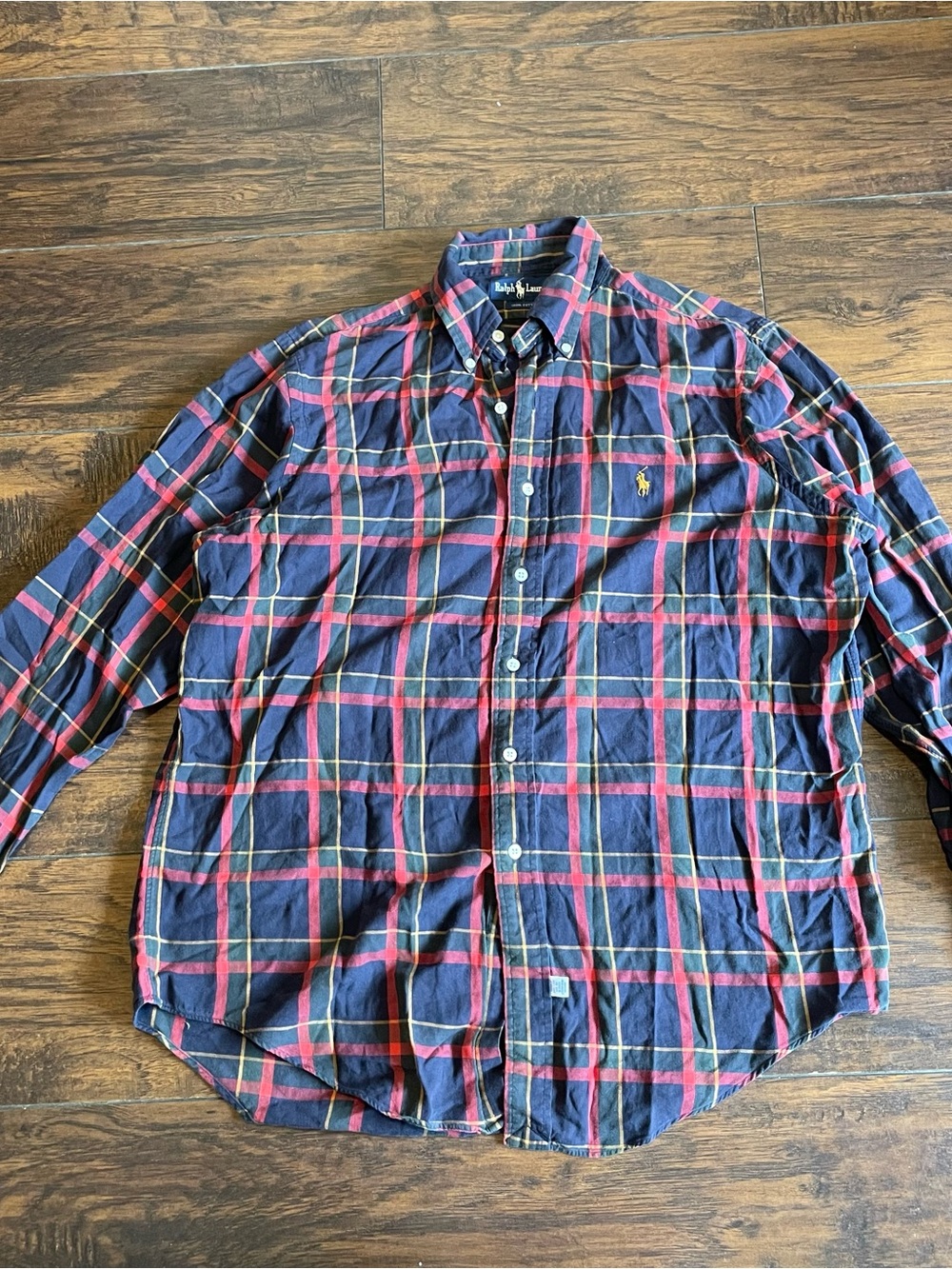 Ralph Lauren Navy Red & Green Plaid Button-Down Shirt
